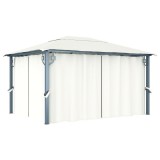 VidaXL Pavilion cu perdele, crem, 400 x 300 cm, aluminiu