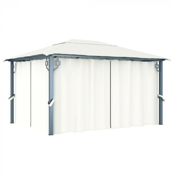 vidaXL Pavilion cu perdele, crem, 400 x 300 cm, aluminiu