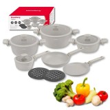 Set de oale din aluminiu turnat cu strat antiaderent, 12 piese, bej, Klausberg