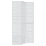 Paravan camera 3 panouri, alb, lemn masiv paulownia