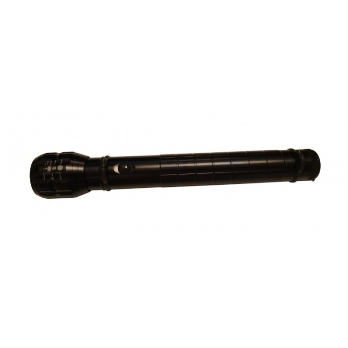 Lanterna Tactical Style , Lungime 30 cm , Alimentare 3 Baterii R20 , Zoom Reglabil , Busola , Negru