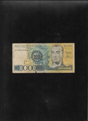 Rar! Brazilia 100 cruzados pe 100000 cruzeiros 1986 seria5106013544 uzata foto
