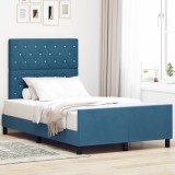 Cumpara ieftin Pat cu arcuri cu headboard Albastru inchis 120 x 200 cm Catifea
