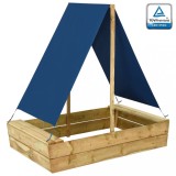 Groapa Nisip Copii vidaXL, Lemn Pin Tratata, Acoperis Protectie UV, 80x60x97.5cm, Exterior, +2 Ani, Max 50kg