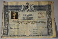 Diploma de Bacalaureat - perioada regalista Carol II - Brasov 1932 Liceu Mesota