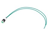 Lampă de control LED verde convex 230V POLAM-ELTA, &Oslash;10mm, cabluri 300mm