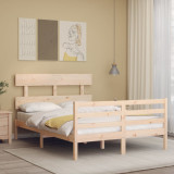 Cadru de pat cu tablie, 120x200 cm, lemn masiv GartenMobel Dekor, vidaXL