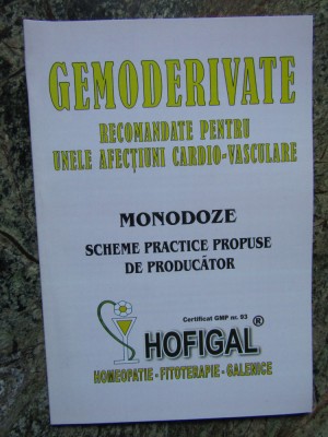 Gemoderivate. Recomandate pentru unele afectiuni cardio-vasculare. monodoze foto