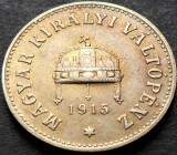 Moneda istorica 10 FILLER - UNGARIA (AUSTRO-UNGARIA), anul 1915 * cod 3748, Europa