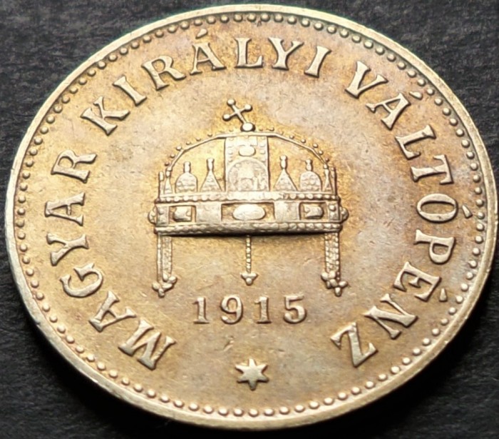 Moneda istorica 10 FILLER - UNGARIA (AUSTRO-UNGARIA), anul 1915 * cod 3748