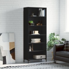 vidaXL Dulap &amp;icirc;nalt, negru, 69,5x32,5x180 cm, lemn compozit foto