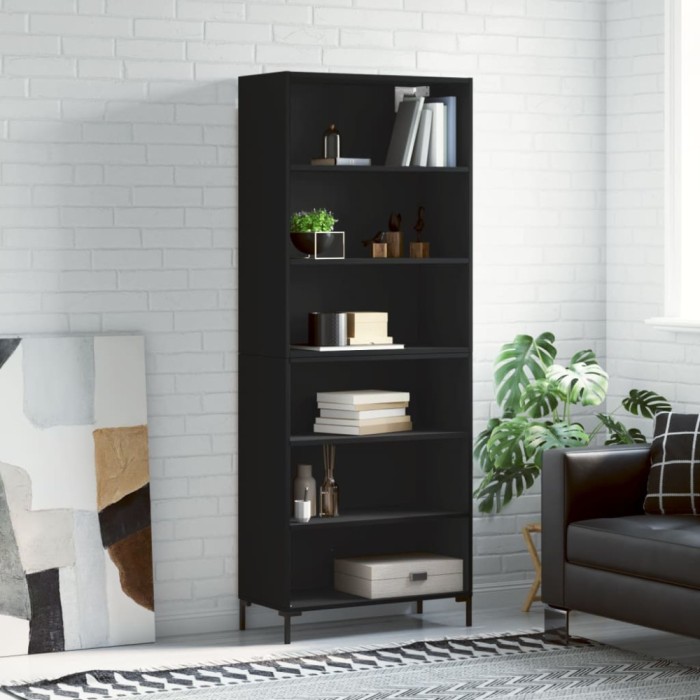 vidaXL Dulap &icirc;nalt, negru, 69,5x32,5x180 cm, lemn compozit
