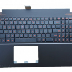 Carcasa superioara cu tastatura palmrest Laptop, Asus, R510LA, R510LB, R510LC, R510LD, R510LN, R510VB, R510VC, F550JX, layout US, taste portocalii