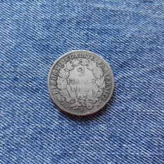 2 Francs 1871 Franta moneda argint, franci