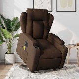 VidaXL Fotoliu electric de masaj rabatabil cu ridicare, maro, textil