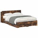 Cumpara ieftin Cadru de pat cu depozitare Stejar fumuriu 150 x 200 cm