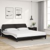 Cadru de pat cu tăblie negru și alb 180x200cm piele artificială