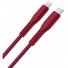 Cablu Date si Incarcare USB Type-C la Lightning UNIQ Flex, 3A, 1.2 m, Rosu