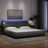 VidaXL Cadru de pat cu LED fără saltea Gri deschis 200x200 cm Material