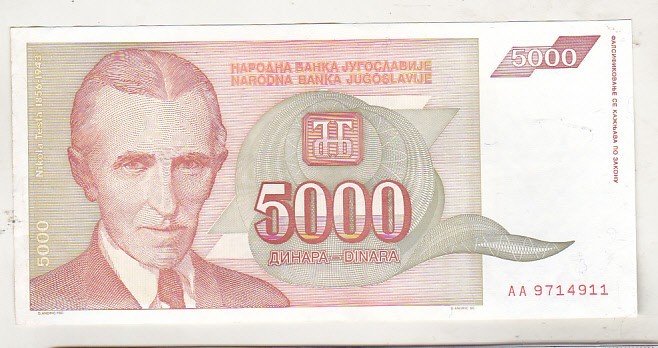 bnk bn Iugoslavia 5000 dinari 1993 circulata