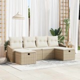 vidaXL Set de canapele pentru grădină cu pernă 6 pcs Bej Rattan poli 3359320