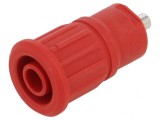 Soclu Banană 4mm 24A 1kV Roșu Nichelat Panou
