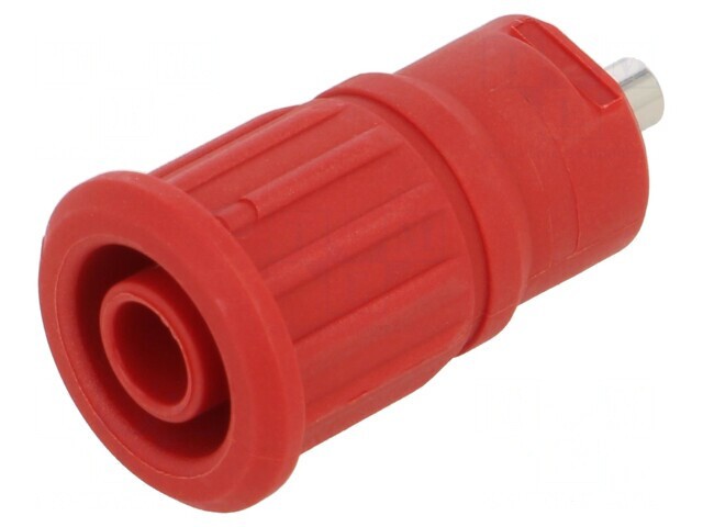 Soclu Banană 4mm 24A 1kV Roșu Nichelat Panou