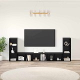 Cabinet TV cu raft cu depozitare 4 pcs Stejar negru 37 x 35 x 107.5 cm