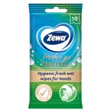 Servetele umede igienice pentru curatarea mainilor Zewa Fresh To Go Protect, 10 buc.