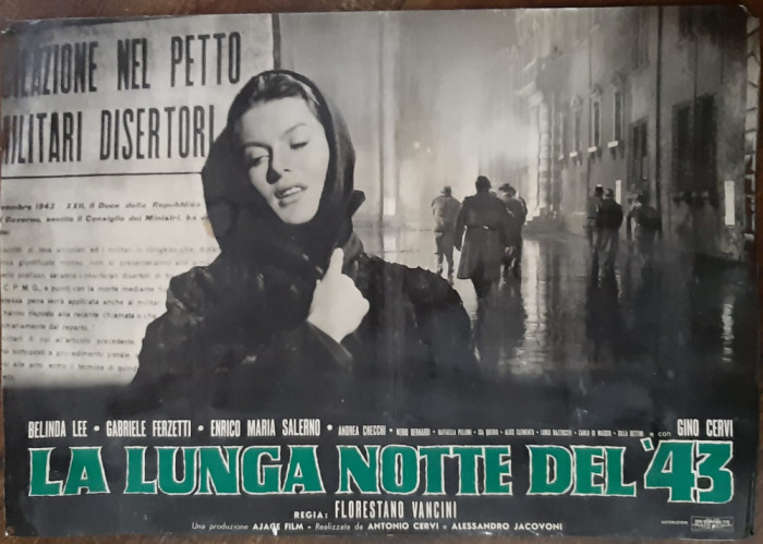 afiș original de film : &quot; La Lunga Notte Del &#039;43 &quot; ( Italia, 1960 )