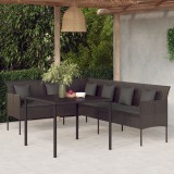 Gossi set mobilier de gradina cu perne, 2 piese, negru, poliratan