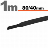 Tub termocontractibilNegru &bull; 80 / 40 mm (2m)