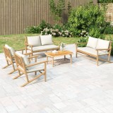 vidaXL Set mobilier de grădină cu perne alb crem, 2 piese, bambus 3156475