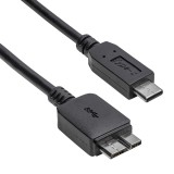 Cablu USB3.0 USB B micro mufa tata - USB type C mufa tata nichelat 1m negru AKYGA AK-USB-44