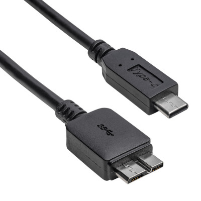 Cablu USB3.0 USB B micro mufa tata - USB type C mufa tata nichelat 1m negru AKYGA AK-USB-44 foto