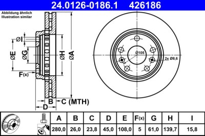 ATE 24.0126-0186.1 Disc frana foto