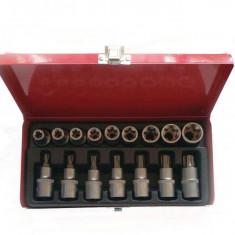 Trusa 16 piese 1 2 chei tubulare torx si capete biti torx, Cr-v, cutie depozitare