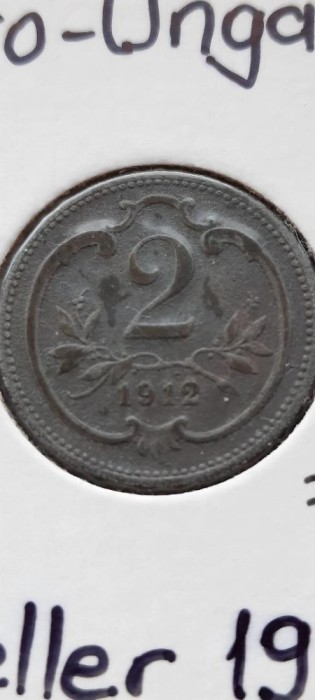AUSTRIA 2 HELLER 1912 AUNC cupru