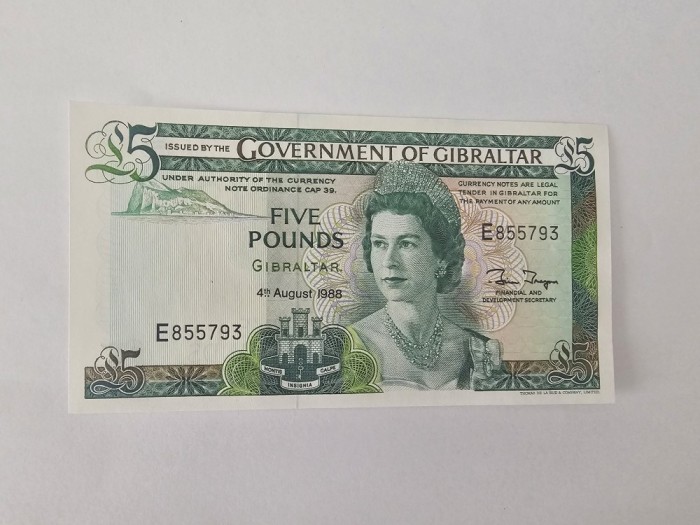 Gibraltar 5 Pounds 1988 Noua,Rara