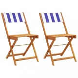 Cumpara ieftin Scaune de bistro 2 buc., alb si albastru si lemn masiv acacia