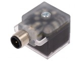 Adaptor DIN 43650 cu mufă M12 &icirc;n unghi 90&deg; format A, 3 pini