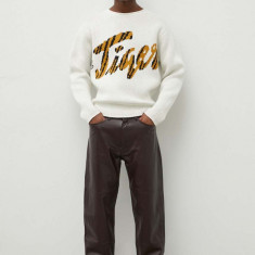 Tiger Of Sweden pantaloni de piele barbati, culoarea maro, drept