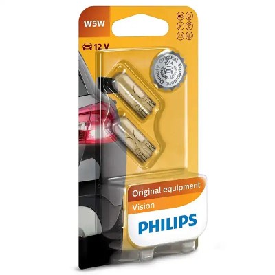 Set 2x bec auto 12V 5W W5W VISION PHILIPS 40421330 transparente foto