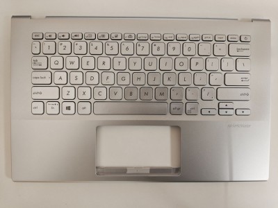 Carcasa superioara cu tastatura palmrest Laptop, Asus, VivoBook 14 X420U, X420UA, X420F, X420FA, 90NB0K01-R32US0, iluminata, argintie, layout US foto