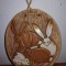 Tablou aplica placa ceramica perete ovala Made in Suedia Ninnie Forsgren iepuri