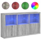 Cumpara ieftin Servanta cu lumini LED, gri sonoma, 181,5x37x100 cm