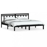 Cumpara ieftin Cadru de pat, negru, 200x200 cm, lemn masiv de pin