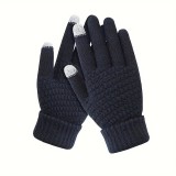 Manusi de dama, flippy, functie touchscreen (ecran tactil), material acril tricotat, manseta elastica, interior catifelat, marime universala, albastru