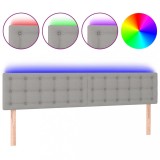 Cumpara ieftin Tablie de pat cu LED, gri deschis, 180x5x78/88 cm, textil