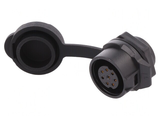 Conector circular soclu 16mm 8 pini aurit 5A mamă